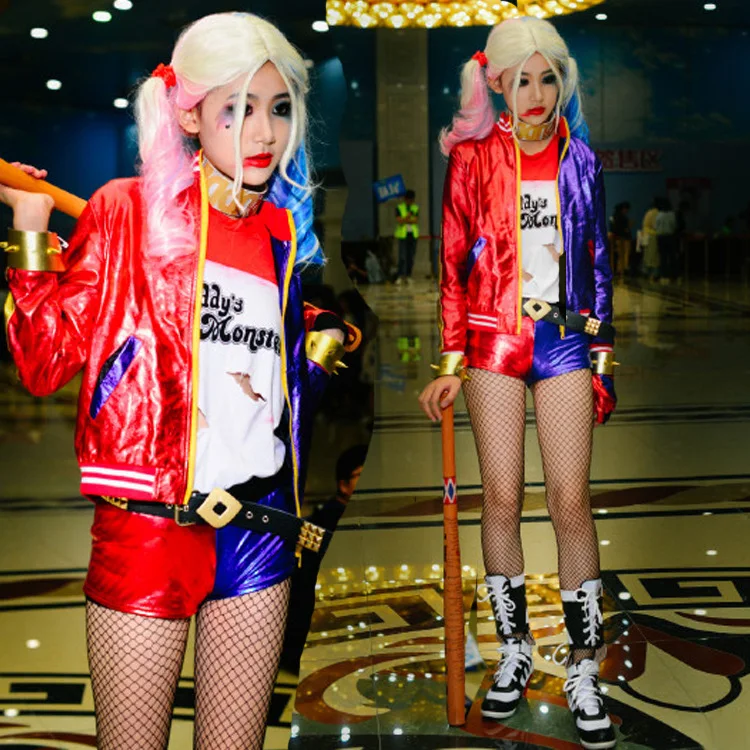 RS534 Halloween Anime Cosplay Costume Clown Girl Jacket Costume Movie Suicide Squad Hrleyquinn Performance Costume