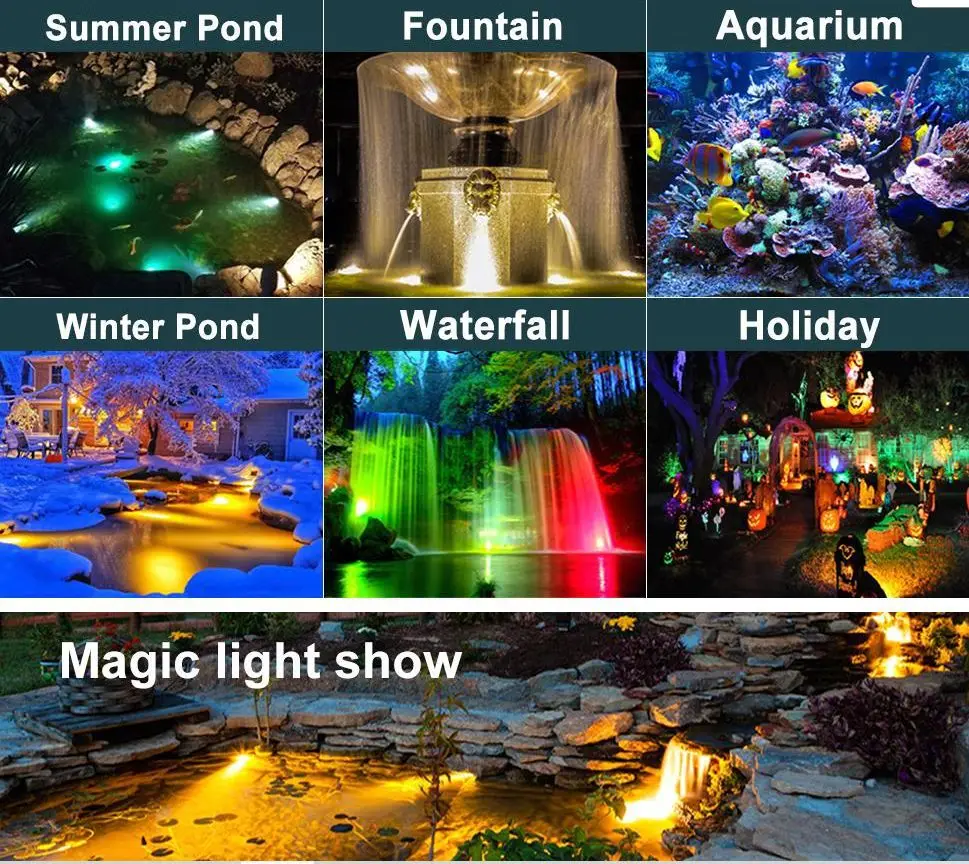 Solar colorful spotlights diving lights waterproof lamps remote control RGB aquarium lights underwater courtyard garden lights