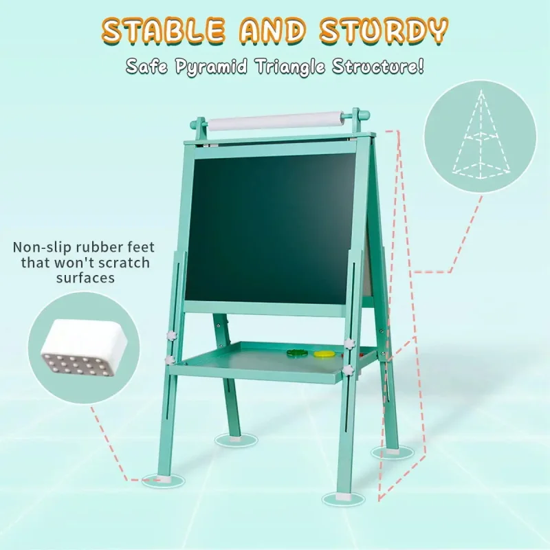 Wooden Adjustable Double Sided Drawing Board Whiteboard & Chalkboard Dry Erase Board  drawing