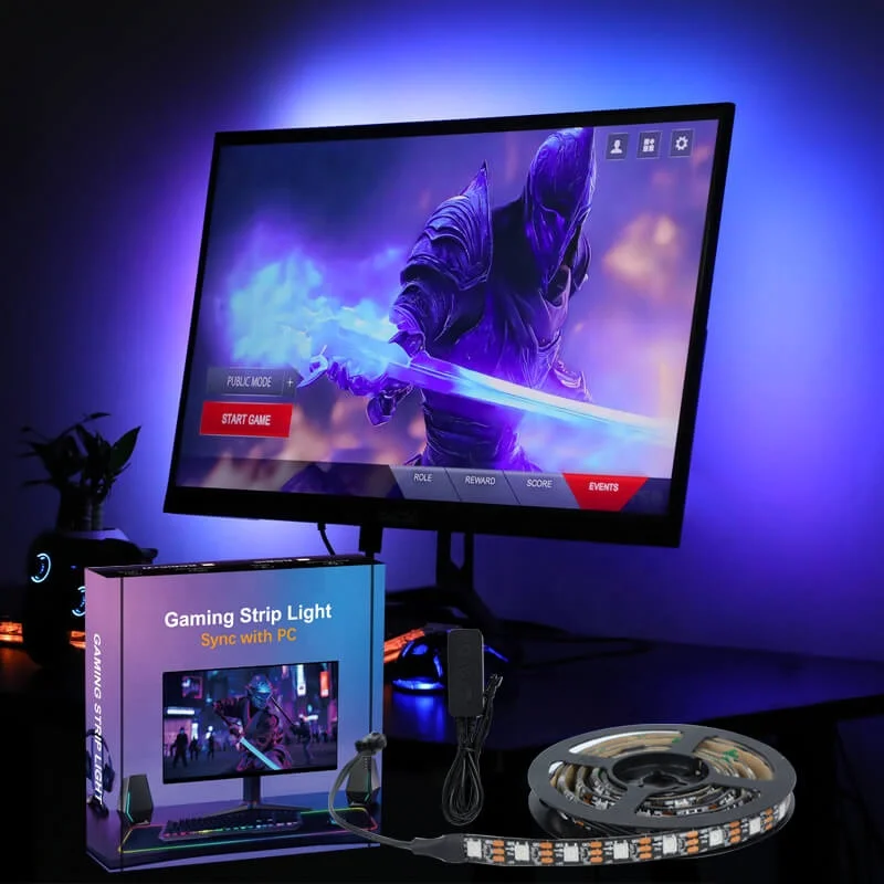 Gaming Lighting Sync PC Backlight 16 Million Color 5V USB Powered LED ARGB Backlight for PC 24 - 34 Inch Monitor