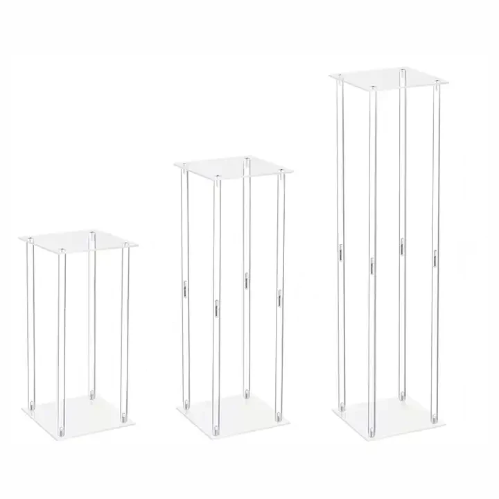 Transparent acrylic wedding flower stand side table brushed square office living room bedroom can be customized