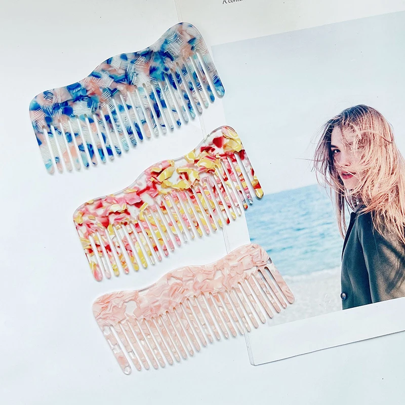 Manufacturers direct selling wide tooth comb custom logo pink acetate hairdressing combs