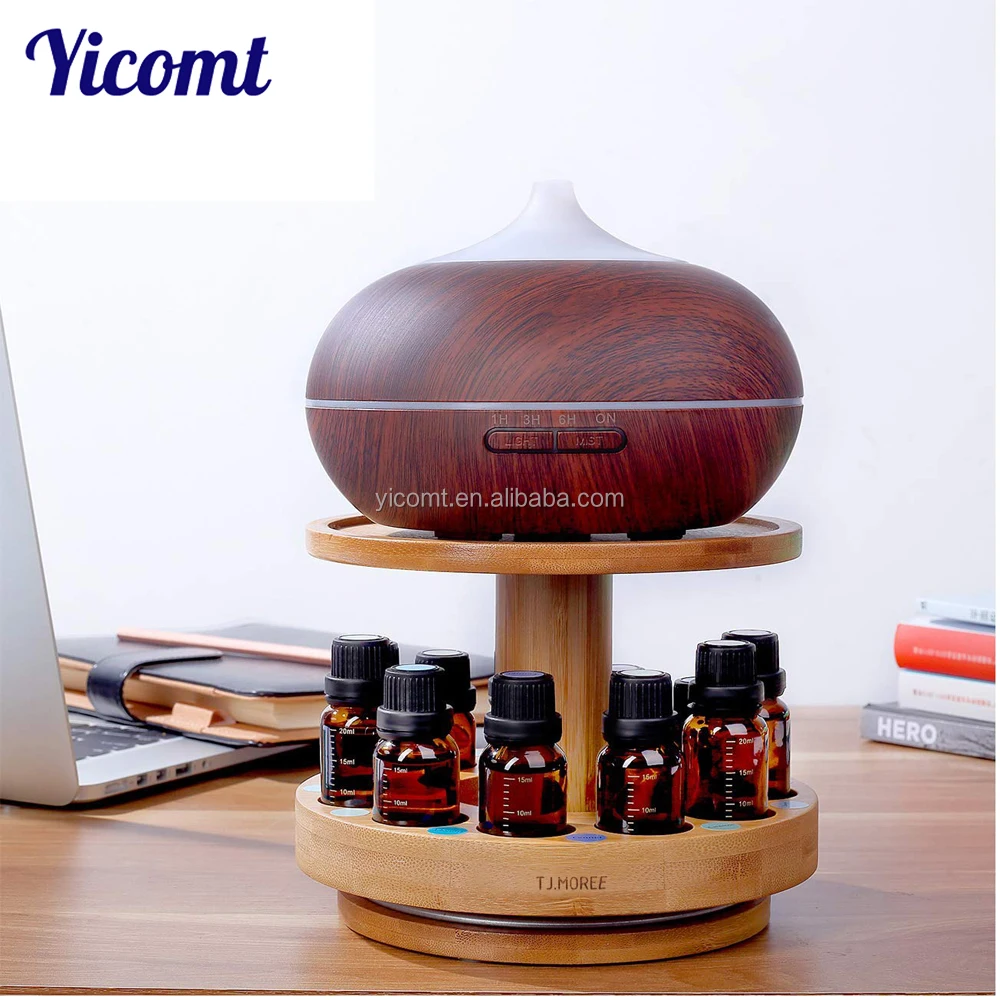 
best sellers 2020 Essential Oil Wood Grain Ultrasonic Air Humidifier Music Speaker Aroma Diffuser with LED Light 