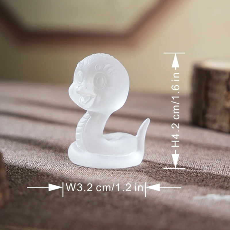 Adorable Year of the Snake Crystal Glass Figurine Cute Traditional Chinese Zodiac Decor Handcrafted Art for Home Feng Shui Gift