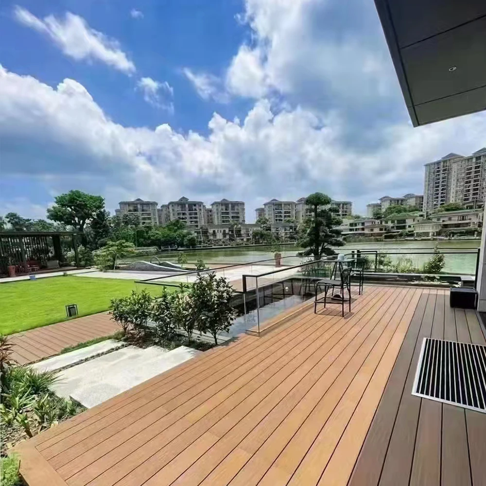 outdoor deck floor covering wpc decking 3d outdoor wooden flooring wpc composite decking plank crack-resistant  wpc floor