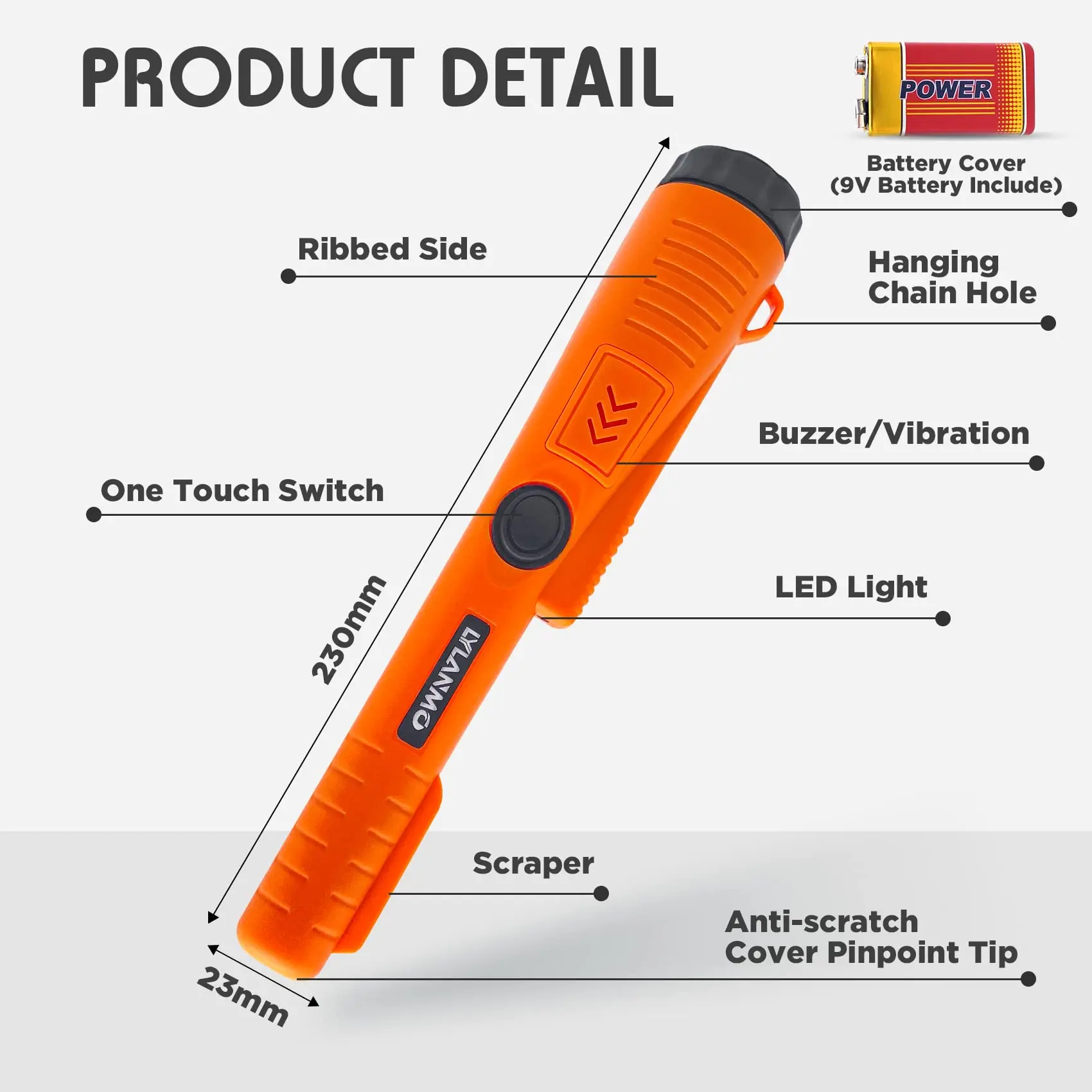 2022 New Design Hunter Archaeological Treasure Tools Metal Detector Rod Small Portable Underground Gold Metal Fast Reaction Pinp