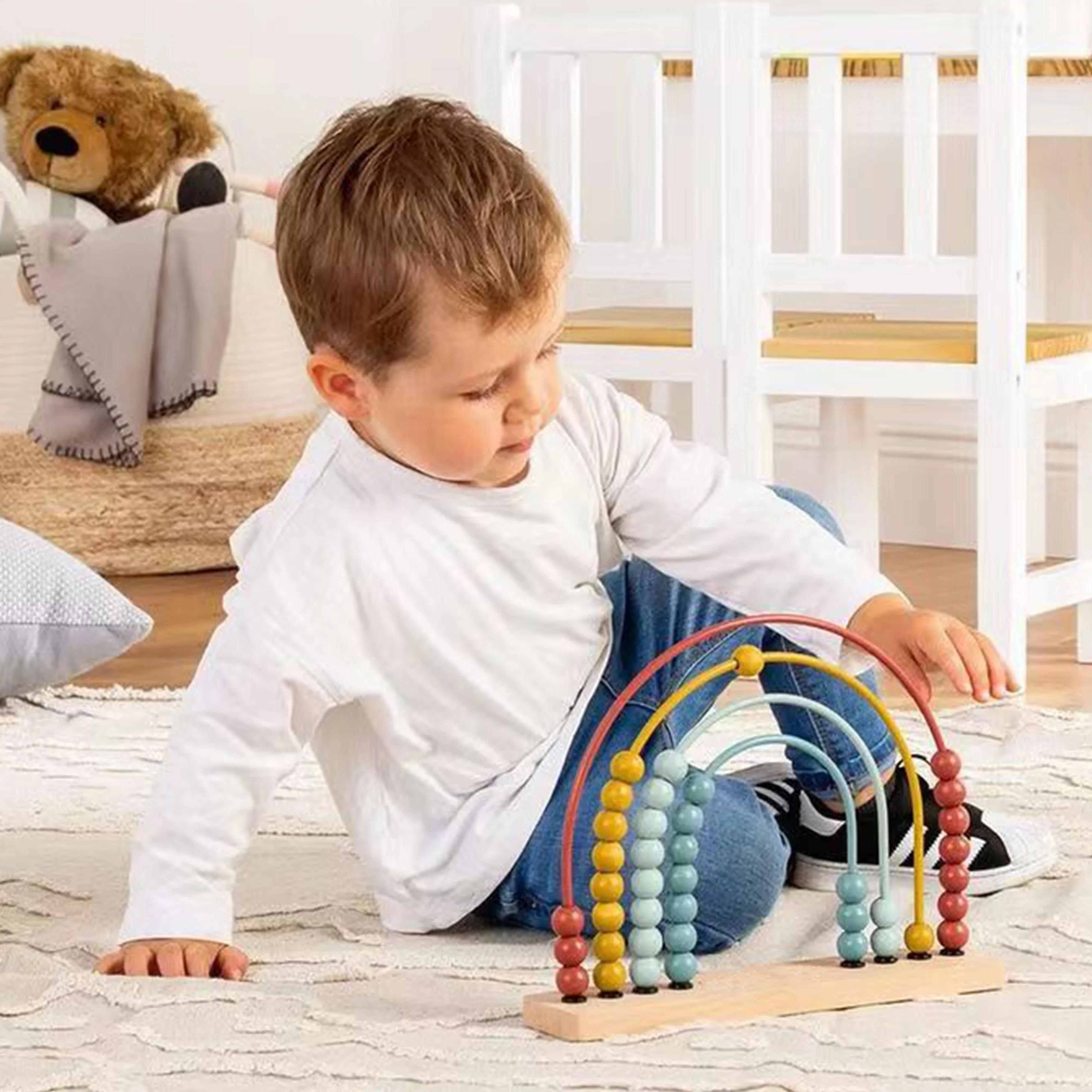 Wooden Abacus for Kids Math Counting Toy Made of Wooden Beads and Rack Children Wood Number Counters for Teaching Addition