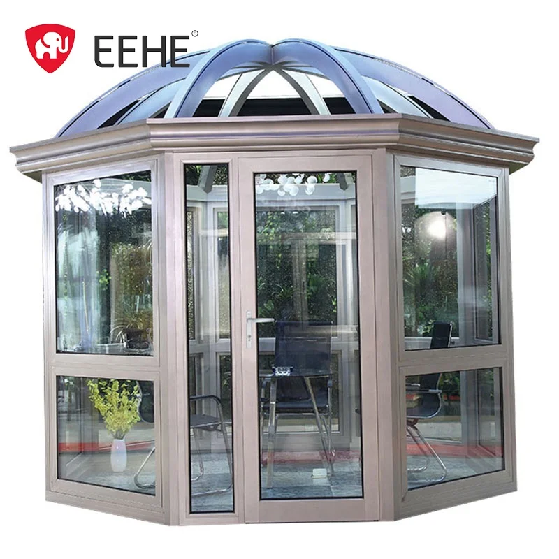 Aluminum Veranda Sunroom Free Standing Insulated Outdoor Garden Glass House Triangle Roof Sunroom