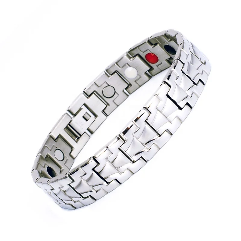 Friendship Germanium tourmaline Titanium steel magnetic Bracelets man gold Energy Chain Link pain relief loss weight bracelet