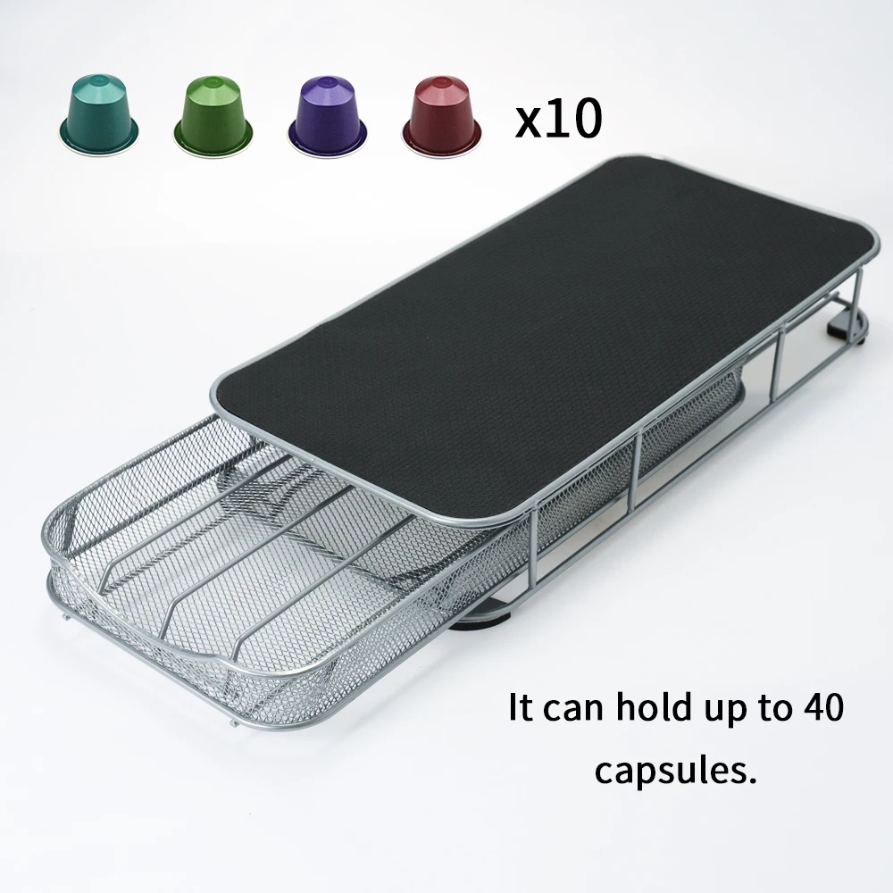 40 Capsule Capacity Coffee Organizer Holder, Nespresso Coffee Pod Storage Drawer Holder for Office Home