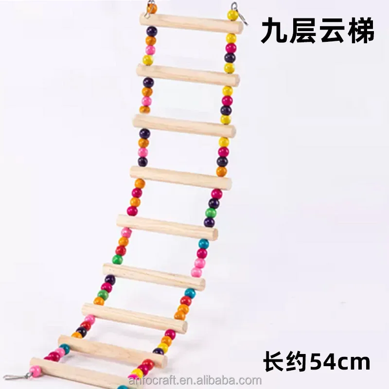 Sustainable Natural Wooden Bird Perches Platform Swing Bird Hammock Exercise Stands Pet Toys Parrot Parakeet Cockatiel Cage