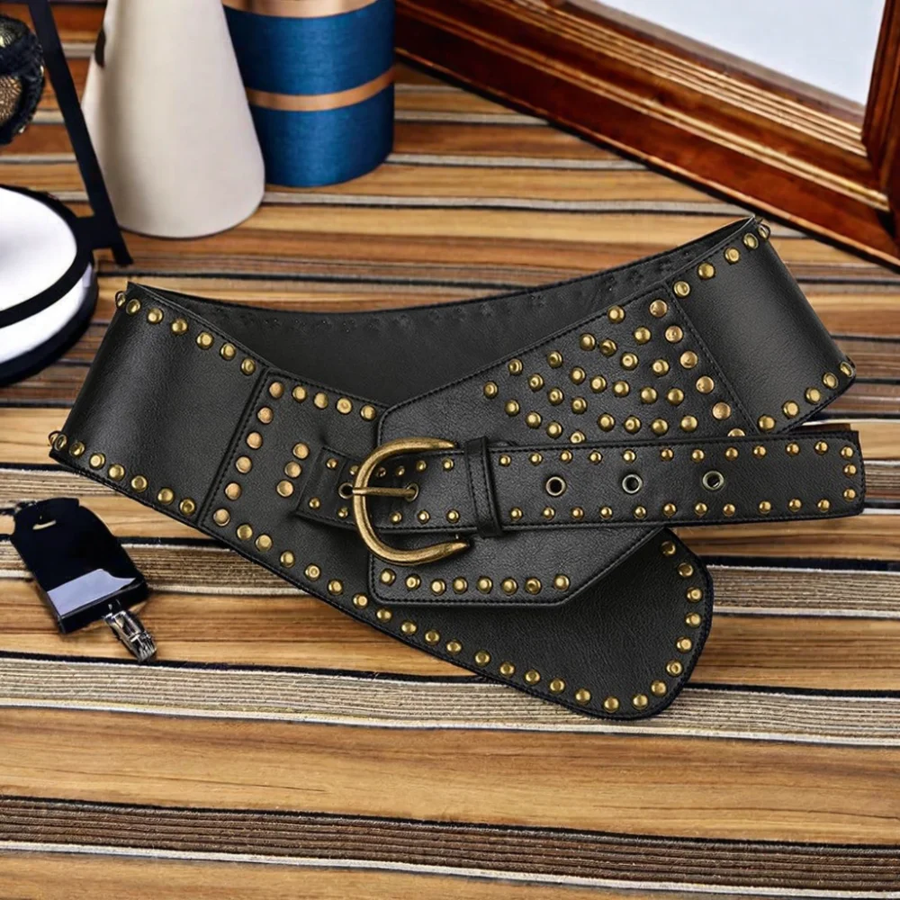 Vintage Exotic Retro Western Splicing Wide Trendy cowgirl Belt for Women Hot Girls Clothing & Heavy Industry Made Leather