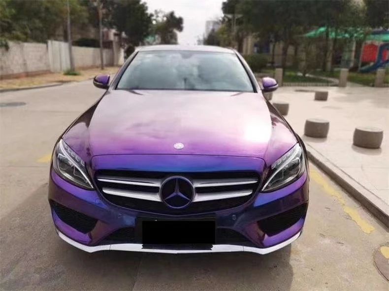 Premium Glossy Chameleon Diamond Glitter Purple Red Vinyl Film Automobiles Car Wrap Foil Sticker Decal Air Release