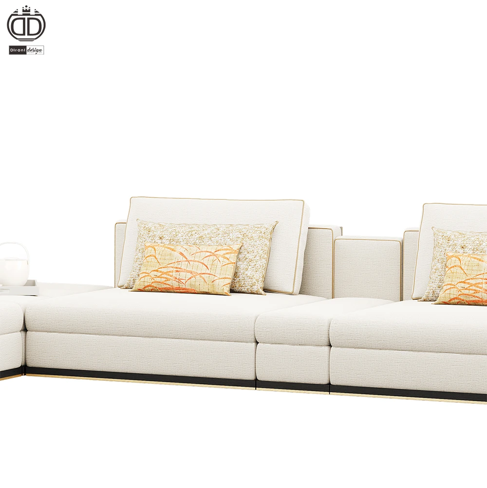 Foshan furniture Italian Luxury Modern L-Shaped Fabric Sofa High-End Combination for Villa Apartments