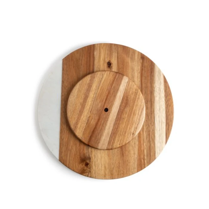Acacia Wood Serving Tray with Stainless Steel Handles Serving Tray for Kitchen