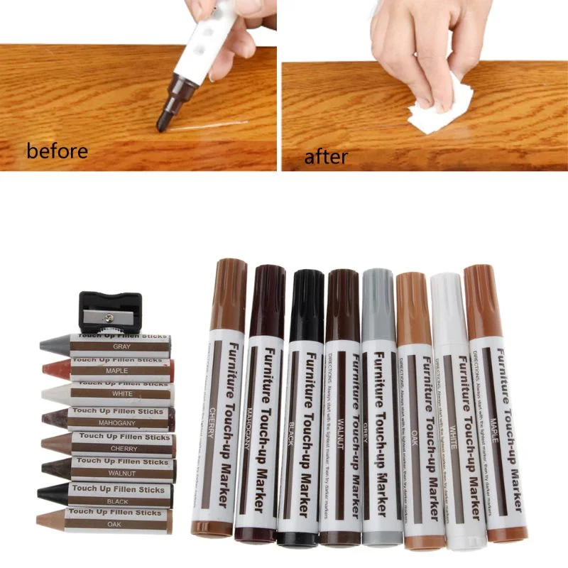 Furniture Touch-up Marker, repair the  chair ,Wood floor,door ,wardrobe,with crayon in blister card set for promotion