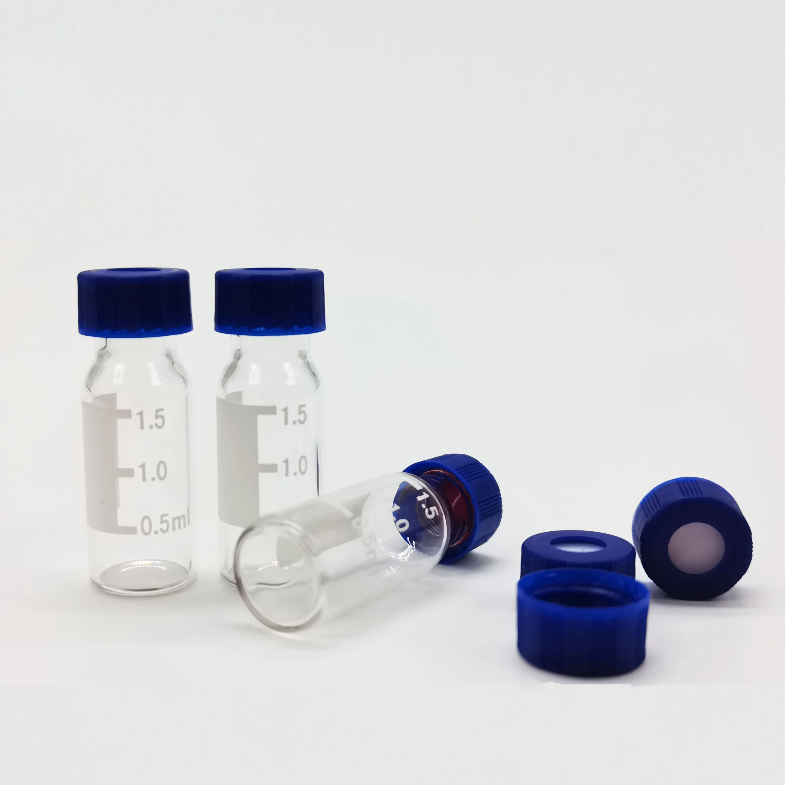 Homay packaging 1.5/2ml hplc glass vials with screw cap for chemical experiment