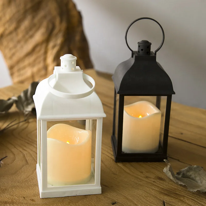 hurricane lamp with LED candles for wedding table centerpiece decoration