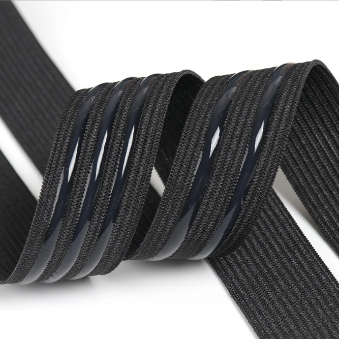 Manufacturers wholesale black and white anti-slip elastic bands wave silicone 2.5cm anti-slip rubber band drip glue