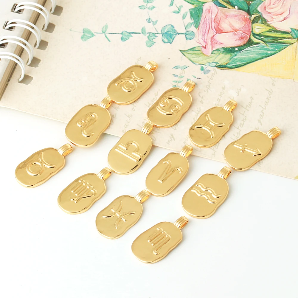 Fashion Jewelry Pendants Custom Horoscope Sign Charm Pendant Stainless Steel Gold Zodiac Pendant For Necklace
