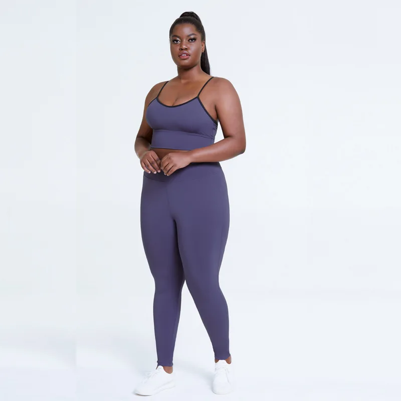 2021 Plus Size Athletic Wear Women Sports Bra Legging Set Yoga Fitness Outfit Clothing L-4XL