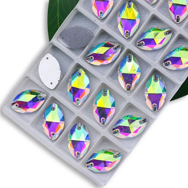 Navette ( 2 Holes ) Pick You Want Crystal Elements Sew on Flat Back Glass Rhinestones New Opp Bag Paypal Colors High Grade