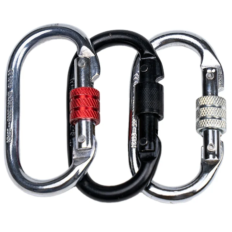 U-shaped oval hook custom Logo safety belt fittings rotary mountaineering buckle  25KN O Type Yoga Accessories for Aerial Dance