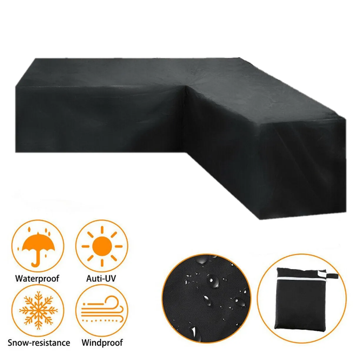 Оксфордский уличный садовый пылезащитный чехол для мебели, дивана, угловой непромокаемый чехол для патио L-образной формы, водонепроницаемый чехол для дивана