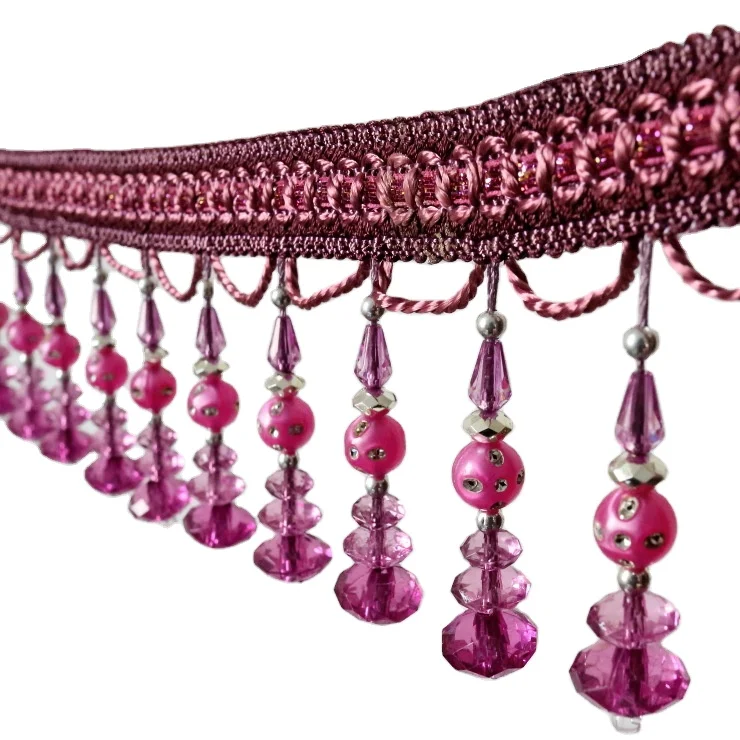 Cheap Price Decorative Beaded Curtain Tassel Fringe Trim Beaded Fringe Trimming