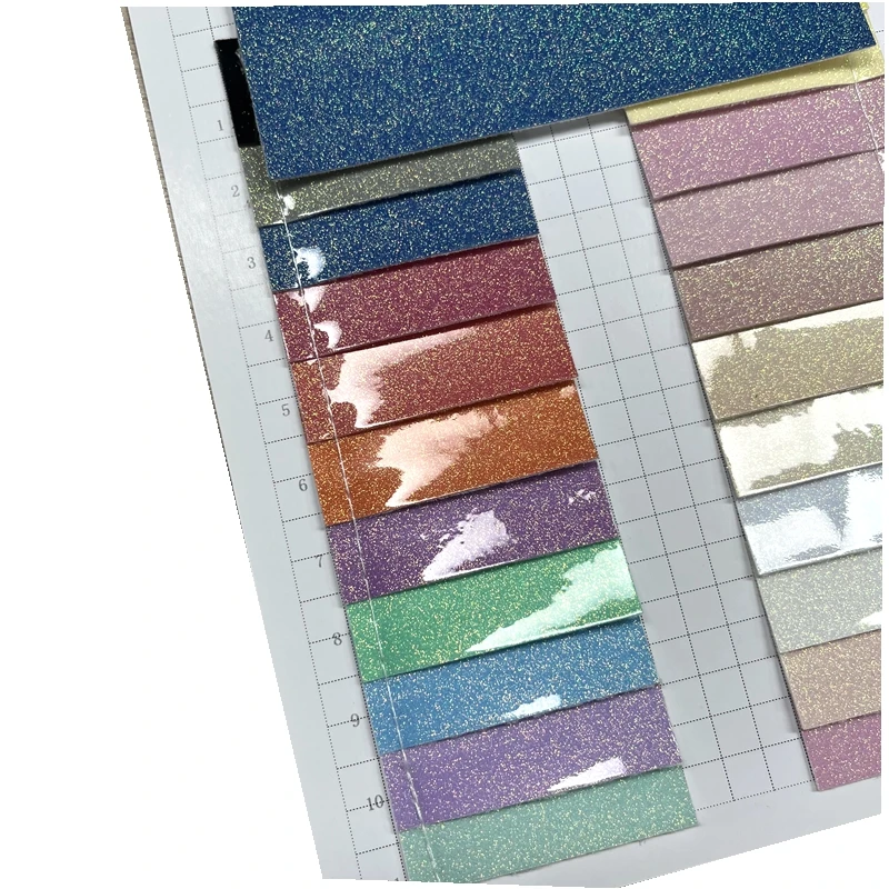 Jelly sparkle glitter leather with cotton backing  for making Bags/Diy Decorations/Craft/Hair Clips  in TPU leather