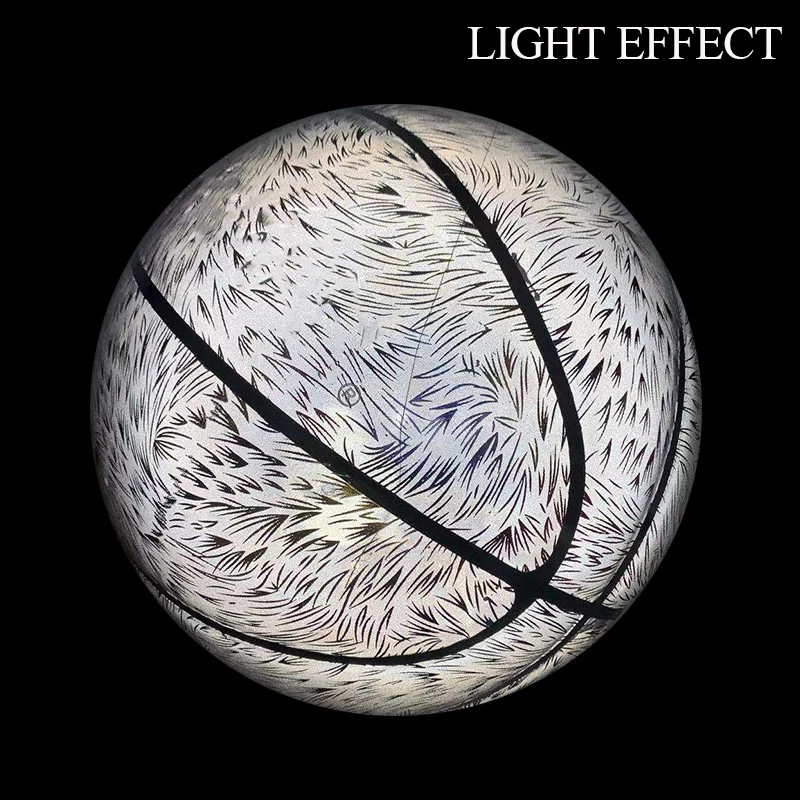 Glow in the dark light up LED sports balls custom logo glowing size 7 rubber basketball ball