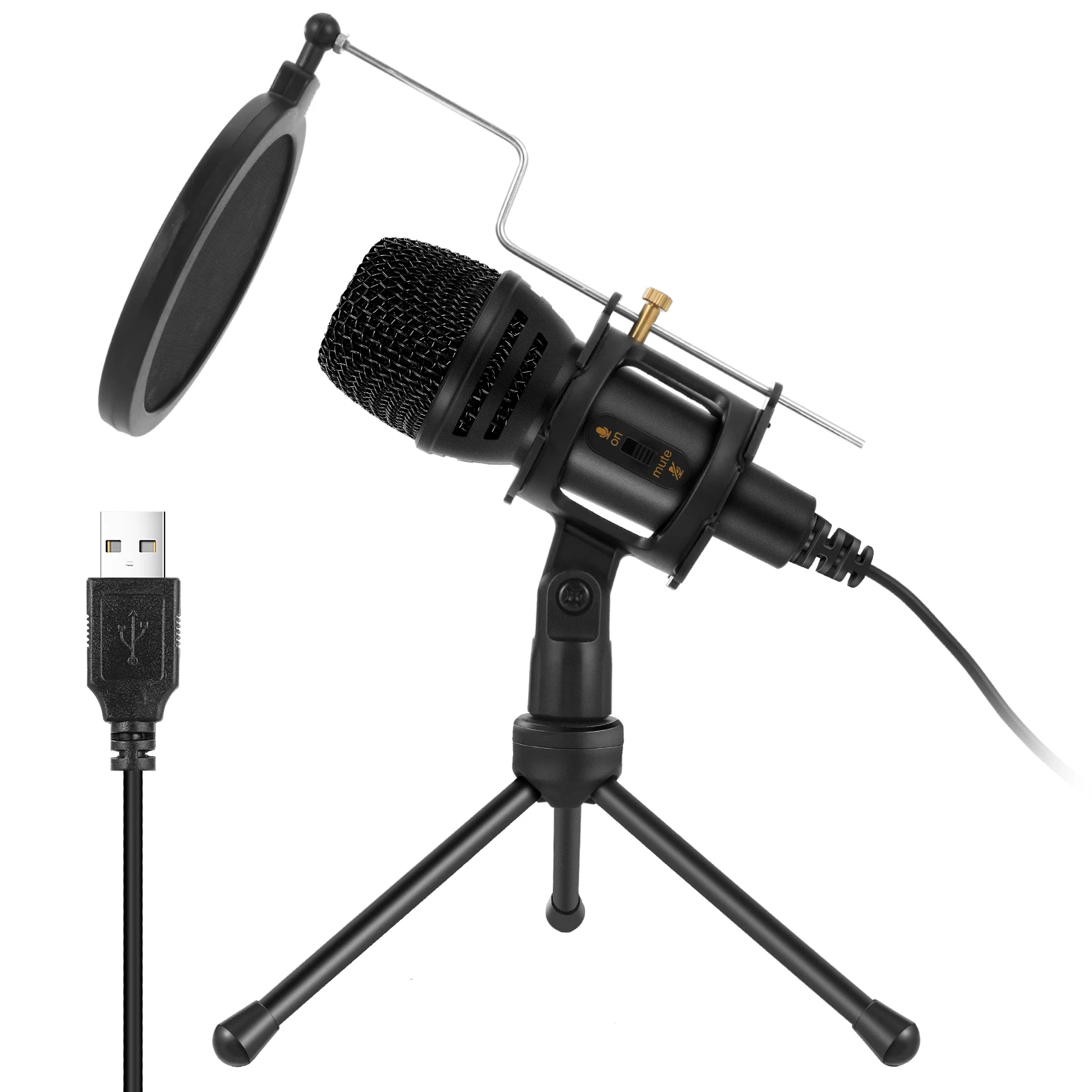  Конденсаторный микрофон USB micrfono Подкаст студия звукозаписи майка с микрофоном комплект прямые