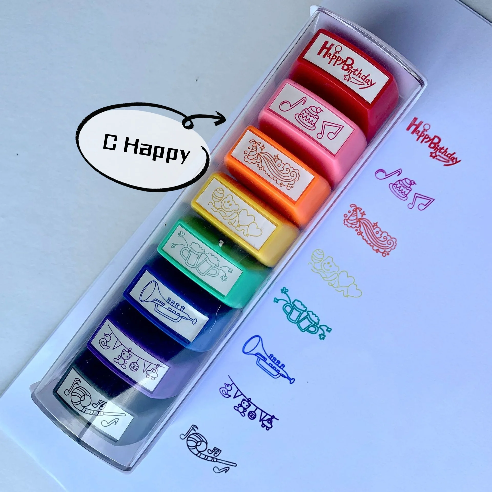 New Colorful 8 in 1 Children Teacher Custom Kids Flash Rubber Stamp Number Rolling Teacher Stamps