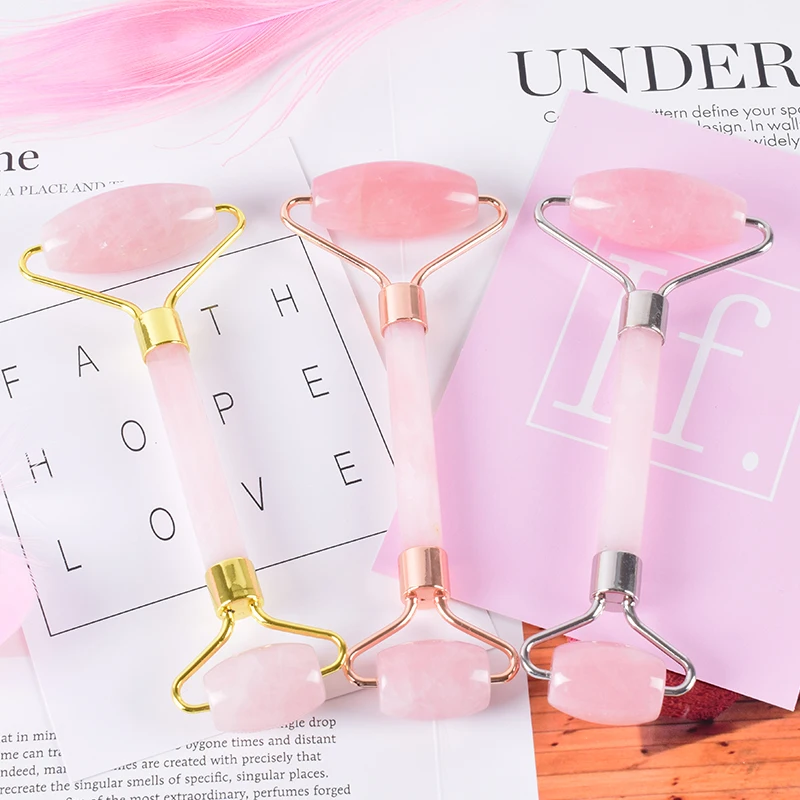 Best High Quality Anti Aging Face Lifting Jade Stone Cold Gemstone Natural Crystal Rose Quartz Massage Facial Jade Roller