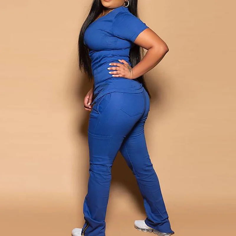 Wholesale custom nurse scrubs stretchy plus size scrubs jogger sexy fashion women nursing scrubs uniforms sets nurse