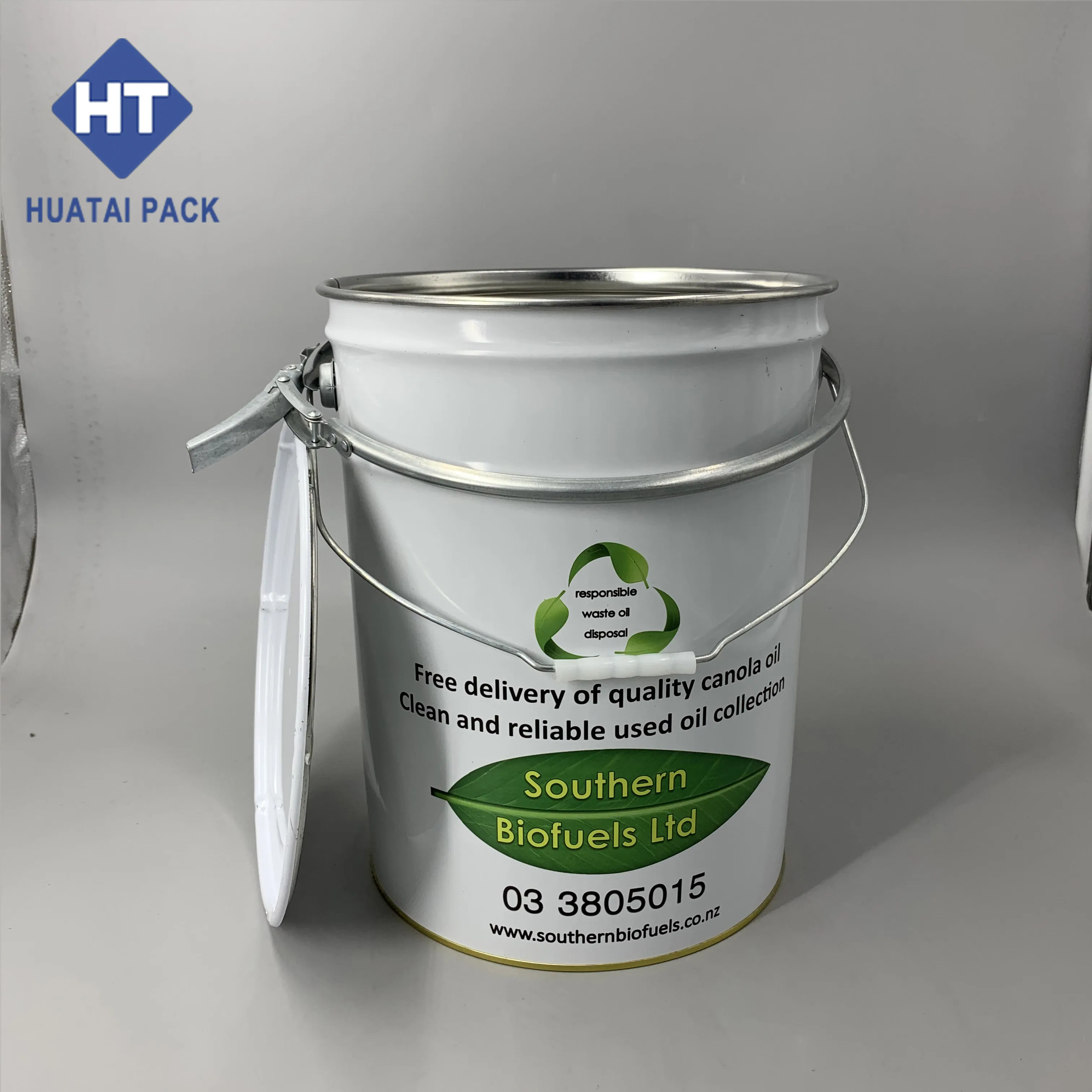 Customized 20L Metal Paint Pail Solvent Chemical Tin Bucket with Lock Ring