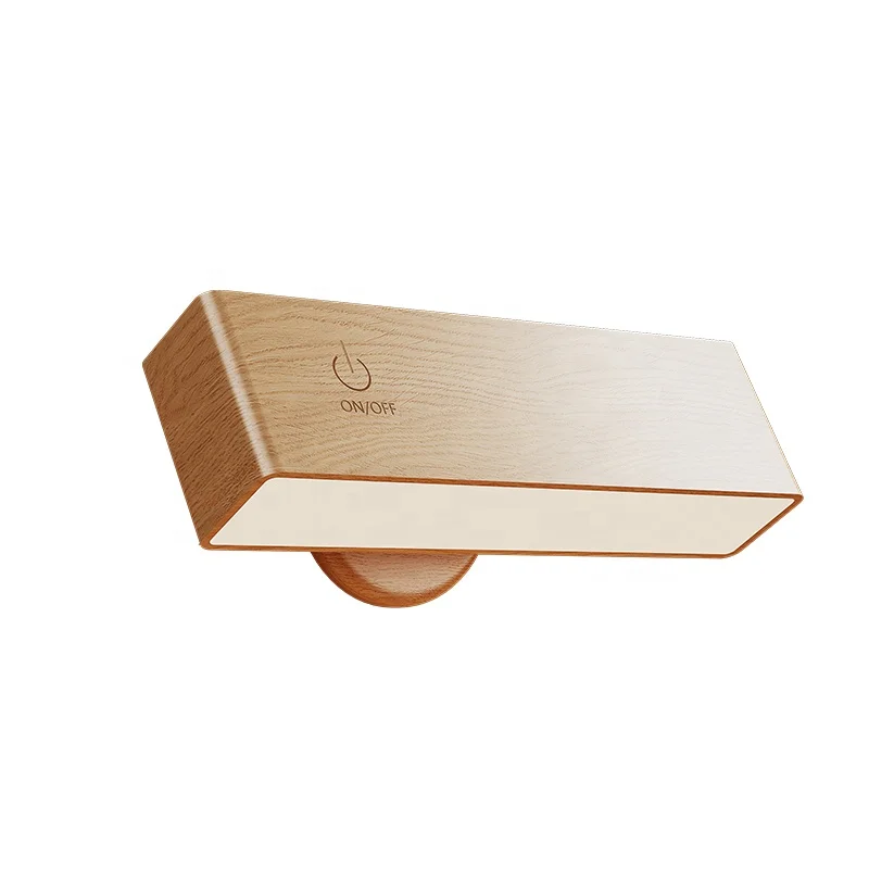 Magnetic Wooden Rotatable Night Light Smart 360 Degree Wall Lamps for Home Bedroom LED Wall Reading Night Light Bedside