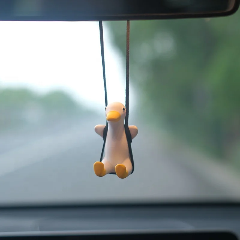 Factory Offer Car Rearview Pendant Interior Aromatherapy Car Decoration Cute Little Duck Swing