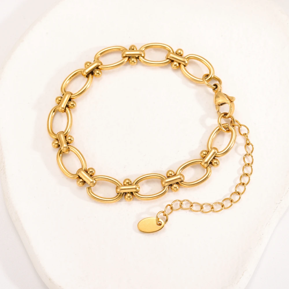 Stainless Steel Gold Plated Geometric Bracelet Waterproof Knot Link Wrist Chain For Women Girl Fashion New Holiday Gift