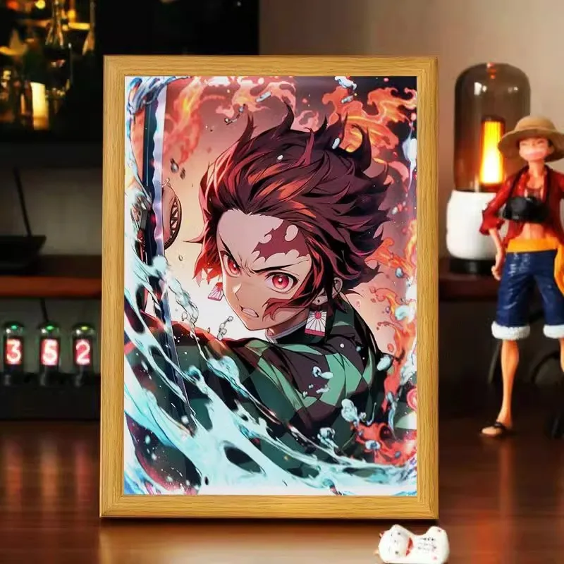 17cm*23cm Demon Light Painting Led Lamp Wood Anime Posters Christmas Gifts