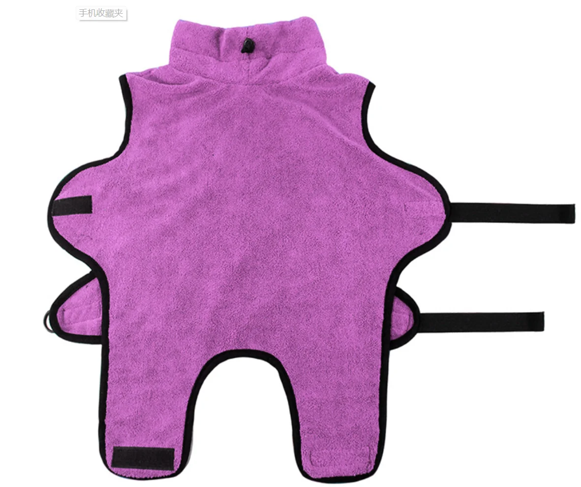 Luxury Super Absorbent Microfiber Pet Clothing Bathrobe Towel for Dogs Drying Coat with Adjustable Strap Pet Bathrobe