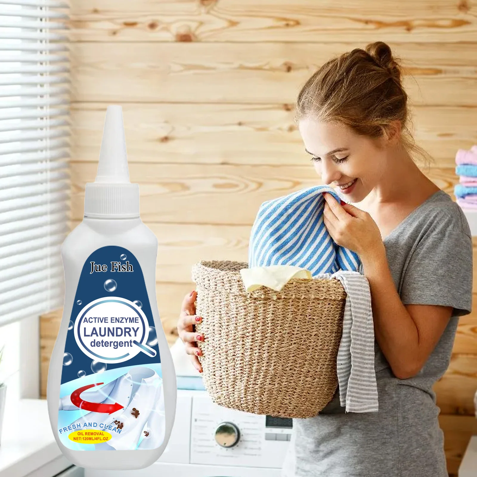 Jue-fish Laundry Detergent Liquid Enzyme Clothing Stains Cleaner Eco-friendly Fabric Cleaner Liquid