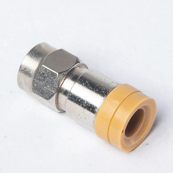 Supplier 50 ohms male plug crimp plated nickel straight for rf cable assembly RF coaxial F connector