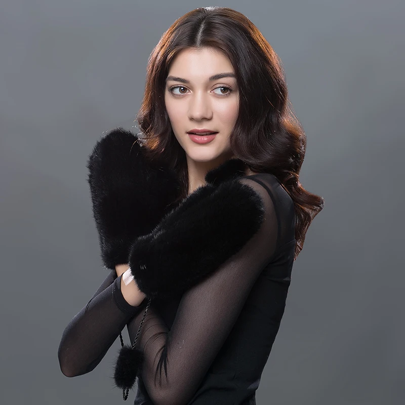 Winter Women Gloves Genuine Natural Mink Fur Gloves Brand New Fashion Lovely Mittens Thick Warm Fur Mittens