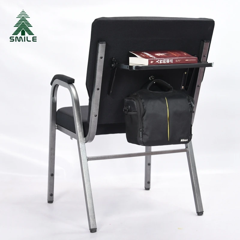 New Design China Cheap Black Metal Stacking  Used Upholstered Church Auditorium Chairs with Armrest
