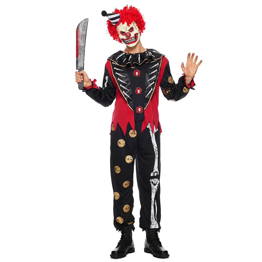 Halloween New Designs Spot Scary Skeletons Clown Costume Horror Bone Clown Joker Stage Play Suit