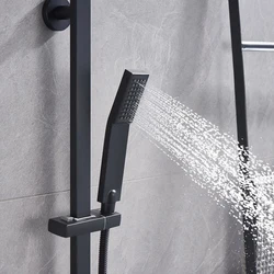 black thermostatic shower mixer exposed bath showerhead bathroom shower set modern system faucets taps filter