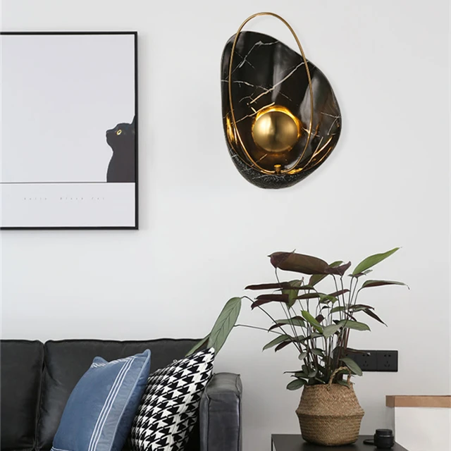Nordic style home wall lamps modern resin shell shape led for living room hotel bedside mounted
