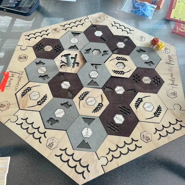 Custom Family games  wood Catan board  Board Harbor pieces Number Tokens Wooden Settler Game board for wedding /engagement gift