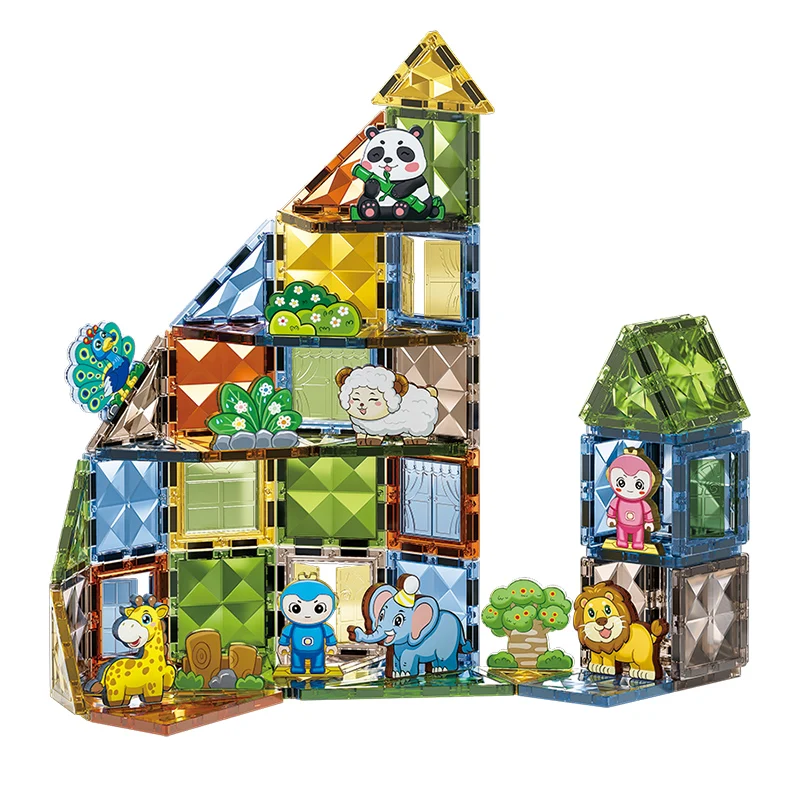 DIY Light Magnetic Building Block Assembly Diamond Surface Construction Plastic Toy Educational Building Block for Kids